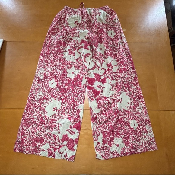 The J Petersen Co Cream Red Batik Boho Wide Leg Cottonn Casual Pajama - Picture 9 of 9
